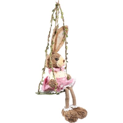 Bunny Easter Rabbit Straw Animal Figurine Ornament Statue Hanging Figurines Decor Decorations Woven Decoration Sculpture
