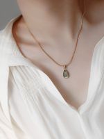 French green water drop blue ocean necklace female niche design cold wind clavicle chain high-end sense snake bone chain jewelry ✣✼