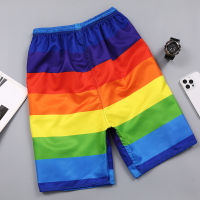 2023 New Original Beachwear Mens Large Quick Drying Loose Thin Five Cent Mens Shorts Sports Casual Floral Pants Popular Rainbow