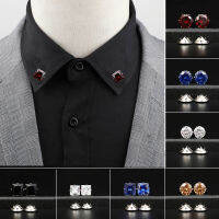 1คู่ R Lapel Pin Rhinestone เข็มกลัด Vintage แฟชั่นสีแดงสีฟ้า Auratus Pin เสื้อชุด Breastpin เครื่องประดับ Accessories