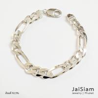 JaiSiamJewelry สร้อยข้อมือเงินแท้ ผู้ชาย ลายฟิกาโร่ กว้าง 9mm น้ำหนัก 30g.