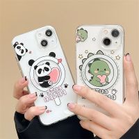 Magsafe Wireless Charge Panda Clear Soft Case For iPhone 14 13 12 11 Pro Max Plus Magnetic Silicone Cute Dinosaur Cases Cover