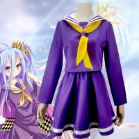 Anime No Game No Life Cosplay Shiro Costume Halloween Women Clothes Carival Dress Wigs Sailor Suit Japanese School Uniform