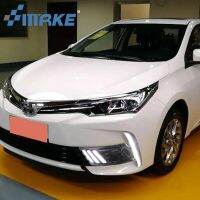 ไฟสำหรับโตโยต้าวิ่งเวลากลางวัน LED สำหรับรถยนต์ Corolla 2017 2018ไฟเลี้ยวโคมไฟสีเหลืองอำพันหลอดฮาโลเจนเดย์ไลท์ชุด DRL