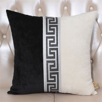 New Chinese Style Patchwork Soft Cushion Cover Black Coffee White Throw Pillowcases Simplicity Pillow Covers Living Room Decor