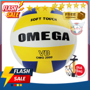 FREE SHIP - Bóng Chuyền Da Chính Hãng OMEGA2000 - Tặng bơm, kim bơm