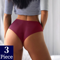 3PCS Womens Panties Soft Silk Womens Underwear Mid-waist Women Lingerie Semaless Ladies Underpants Plus Size XS-XXL Slip Femme