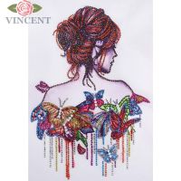 Vincent 5D DIY ภาพวาดเพชรรูปพิเศษความงามปักครอสติชชุดปักหรูหรา