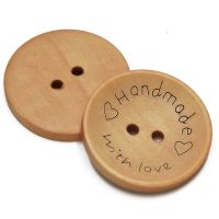 10PCs Laser Handmade Round Wood Grain Big Wooden Buttons Natural Color 25mm 30mm Sewing Scrapbooking For Coats Overcoat 2 Holes Haberdashery