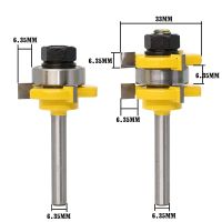 2pcs 1/4 Shank Joint Assemble Router Bits Tongue Groove T-Slot Milling Cutter for Wood Woodwork Cutting Tools