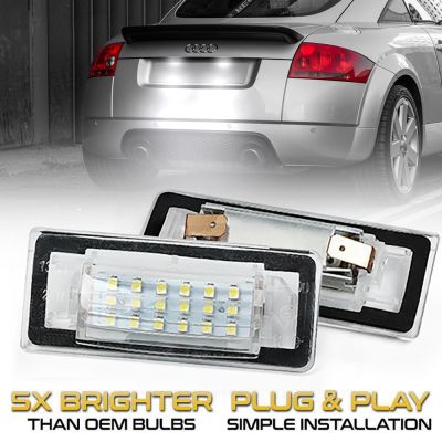 2PCS LED Number License Plate Light Lamp No Error For Audi TT MK1 8N Roadster 8N9 Coupe 8N3 White 18-SMD LED Car Light