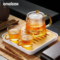 ONEISALL ชุดกาน้ำชาแก้ว,พร้อมตัวกรองและฝาปิดขนาด500มล./900มล. หม้อรูปแบบตรงวัสดุทนความร้อนทำให้ชุดชา