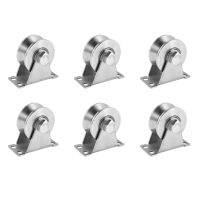 6-Pack V-Type Stainless Steel Pulley Block Mute Bearings Groove Sliding Roller Track Wheel