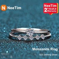 Neetim 3Mm Moissanite Ring Set Silver 925 Brilliant Cut 0.1 Carat Diamond Test Past D Color Moissanites Rings Original Jewelry