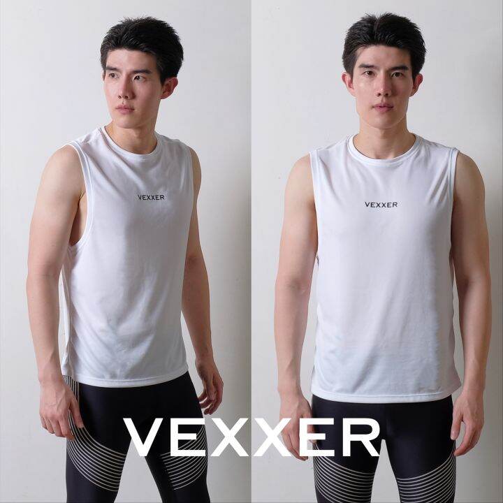 vexxer-running-tanktop-m01-สีขาว-เสื้อกีฬา-แขนสั้น-เสื้อยืด-เสื้อวิ่ง-ออกกำลังกาย