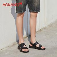 【Ready】? Aokang mens shoes 2023 summer new leather fashion beach shoes two wear leather mens sandals sandals