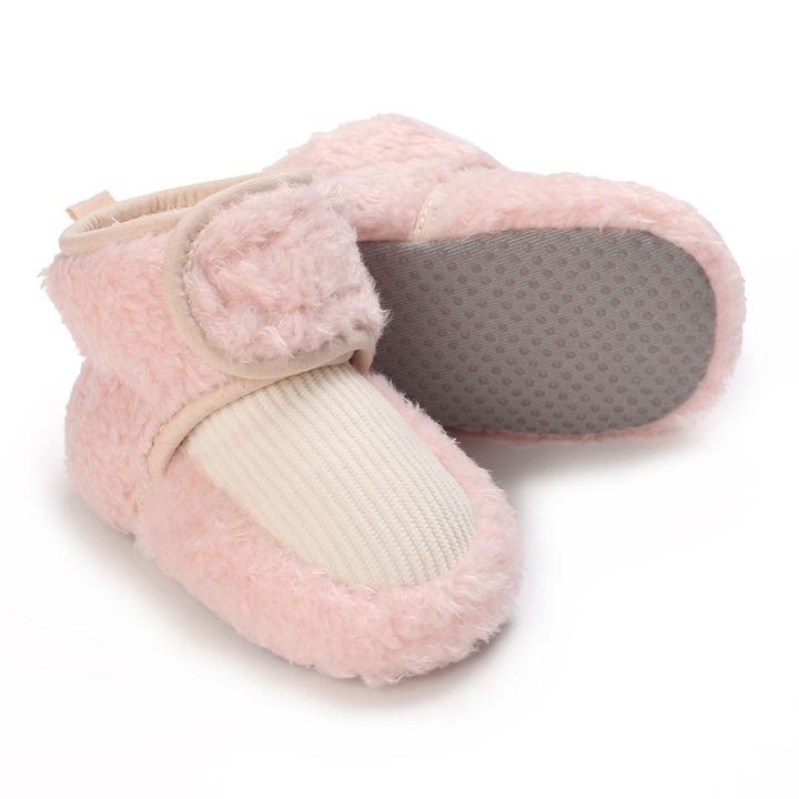 รองเท้าผ้าฝ้ายอบอุ่นในหน้าหนาวทารกแรกเกิดรองเท้าเด็กอ่อนหญิงรองเท้าเด็กอ่อน-velcro-รองเท้าใส่เดินพื้นรองเท้านุ่มไม่ลื่นรองเท้าใส่เดินรองเท้าเด็กทารก