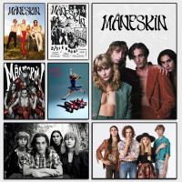 วงร็อค Maneskin Rush! รูปภาพศิลปะผนังจิตรกรรมโปสเตอร์ผ้าใบอัลบั้มเพลง0726 69F ห้องบ้านนอร์ดิก