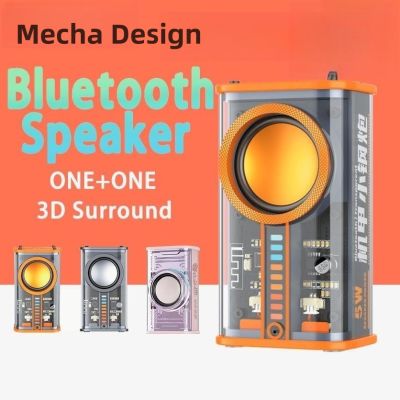 New Transparent Mech Bluetooth Speaker  Audio TWS Two-Machine interconnection Rhythm Breathing Light 360° Stereo Surround