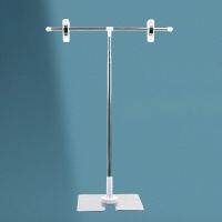 Adjustable Poster Stand Stainless Steel Mall Display Banner Stand Holder with Clip Stretchable Isolation T-shaped Cloth Bracket