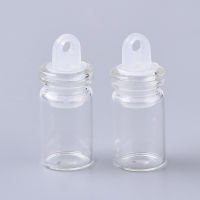 50pc Glass Bottle Pendant Decoration, Wishing Bottle, with Plastic Plug, Clear, 24.5x10mm, Hole: 2mm, Capacity: 1ml(0.03 fl. oz)