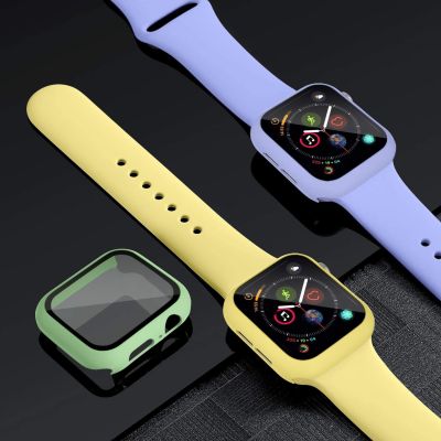 Glass Case Strap For Apple Watch band 44mm 40mm 45mm 41mm 38mm 42mm 44 mm Silicone watchband bracelet iWatch series 3 4 5 6 se 7