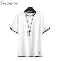 M-4XL Plus Size Summer Fake 2 Pieces Cotton T-Shirt Casual Loose Tee multicolor XXXL t-shirt for men oversized shirt