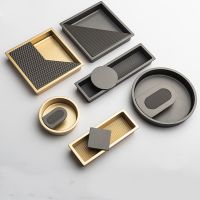 Luxury Gold Wardrobe Sliding Door Handle Hidden Cabinet Drawer Furniture Handle Black Pull Ring Home Decoration Hardware