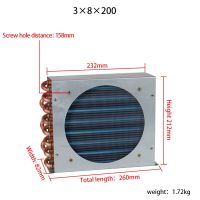 3X 8X200คอนเดนเซอร์ทองแดงหลอดแลกเปลี่ยนความร้อนสำหรับทางกายภาพคอนเดนเซอร์ขดลวดตู้เย็นอลูมิเนียมครีบแลกเปลี่ยนความร้อน