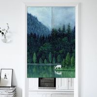 Nordic Forest Lake Door Curtains Living Room Bedroom Shuttered Curtain Noren Half-Curtains Entrance Feng Shui Doorway Curtain