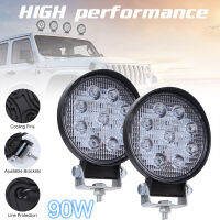 2Pcs ไฟ LED ทำงานกันน้ำ90W 6000K 9000LM สำหรับ Off-Road Suv เรือ Truck