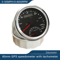 เครื่องวัดความเร็วรอบมาตรวัดความเร็วด้วย GPS 85Mm 60 Km/h 125 Km/h 200 Km/h 0-4000RPM 0-8000RPM กับเสาอากาศ GPS สำหรับเรือรถบรรทุกรถ12V 24V