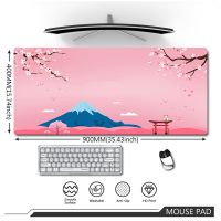 สีชมพู Mt Fuji Sakura Sakura Mouse Pad เกม XL แผ่นรองเมาส์แบบกำหนดเองสำหรับบ้าน แผ่นรองเมาส์ XXL แผ่นรองพื้นยางธรรมชาติอ่อนนุ่ม