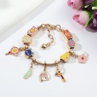 Anime Card Captor Sakura Charm Bracelet Fashion Women Hand Chains Adjustable Cartoon KINOMOTO SAKURA CERBERUS Pendant Bangles