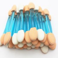 ELEGANT 30pcs/set Disposable Dual Sided Eyeshadow Brush Sponge Tipped Oval Makeup Applicator Blue Colors Full Professional Makeups