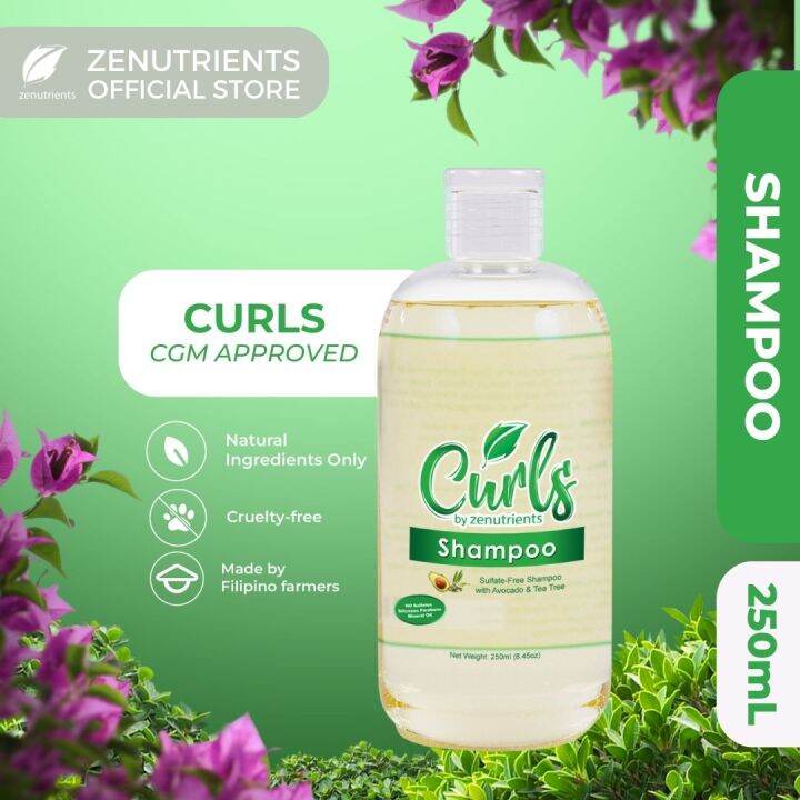 Curls By Zenutrients Avocado & Tea Tree ProteinFree Shampoo 250ml (CGM Approved Curly Girl