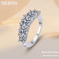 แหวนมอยส์ซอไนต์เงิน925 NKHOG สำหรับผู้หญิงแถบ VVS1สี3.6ct D สำหรับงานหมั้นงานแต่งงานประดับอัญมณี