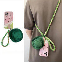 กระเป๋าใส่หมวกชาวประมงสำหรับ iPhone14promax Green Braided Lanyard Case สำหรับ iPhone13 กรณีแตงโมสีชมพูสำหรับ iPhone12Promax Green Round Zero Wallet Case สำหรับ iPhone11