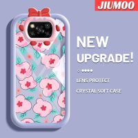 เคส JIUMOO สำหรับ Xiaomi POCO X3 Poco X3 NFC Poco Pro เคสแฟชั่นลายดอกไม้สีชมพูสีสันสดใสนิ่มสำหรับเลนส์กันกระแทกแบบใสเคสมือถือเรียบง่ายฝาครอบป้องกันซิลิโคนความคิดสร้างสรรค์โปร่งใส