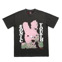 Sonic Youth Bunny Vintage Retro Washed Distressed Short Sleeve FOG High Street Loose Casual Mens and Womens T-shirt