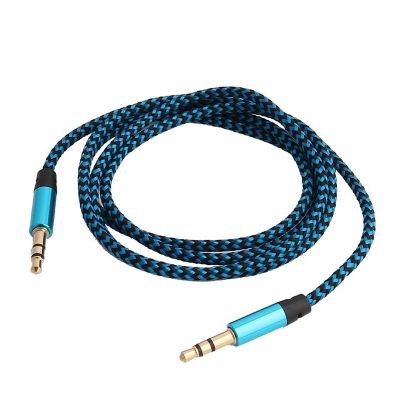 1M Nylon Jack Aux Cable 3.5 Mm To 3.5mm Audio Cable Male To Male Kabel Gold Plug Car Aux Cord For Iphone Samsung Xiaomi Phones