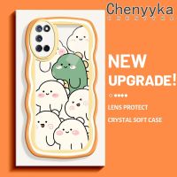 Chenyyka เคสสำหรับ เคสสำหรับ A52 OPPO A72 A92 4G เคสลายการ์ตูนไดโนเสาร์น่ารักใหม่ Colour Macaron เวฟบอร์เดอร์กันกระแทกแบบใสนิ่มเคสมือถือโปร่งใสลายกล้องถ่ายรูปที่สร้างสรรค์เคสซิลิกาเจลฝาครอบป้องกัน