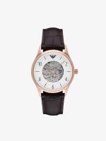 Emporio Armani นาฬิกาข้อมือผู้ชาย Dress White Skeleton Dial Dark Brown รุ่น AR1920