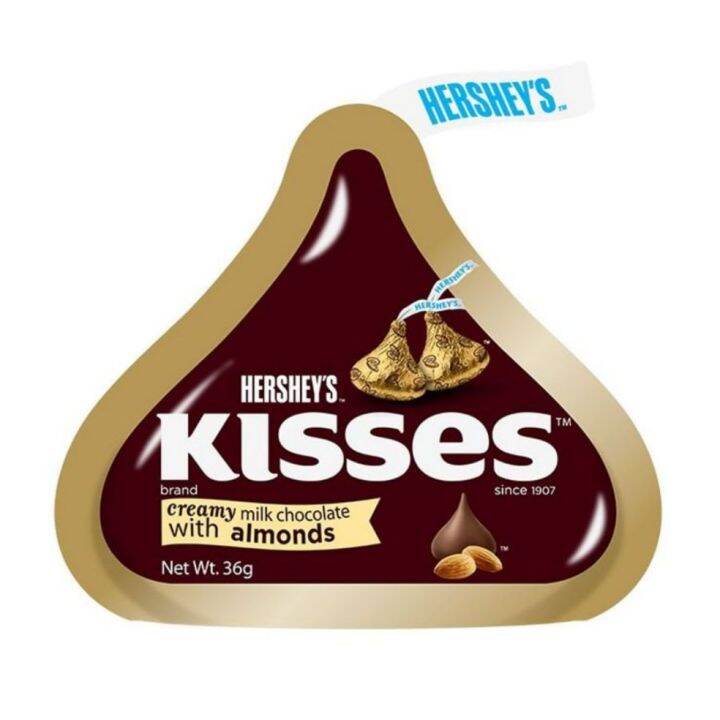 HERSHEY'S KISSES CREAMY MILK CHOCOLATE WITH ALMONDS 36 GRAMS PER PACK