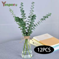 YESPERY 12pcs INS Simulation Eucalyptus Green Plant Decoration Flower Arrangement Fake Flower Nordic Room Decoration Retro Money Leaf Branches