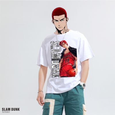 ข้อเสนอพิเศษ tshirt เสื้อยืด พิมพ์ลายการ์ตูนอนิเมะ Slam Dunk Sakuragi Flower Road Rukawa Mitsui Kaede เข้ากับทุกการแต่งกาย แฟชั่นฤดูรS-5XL
