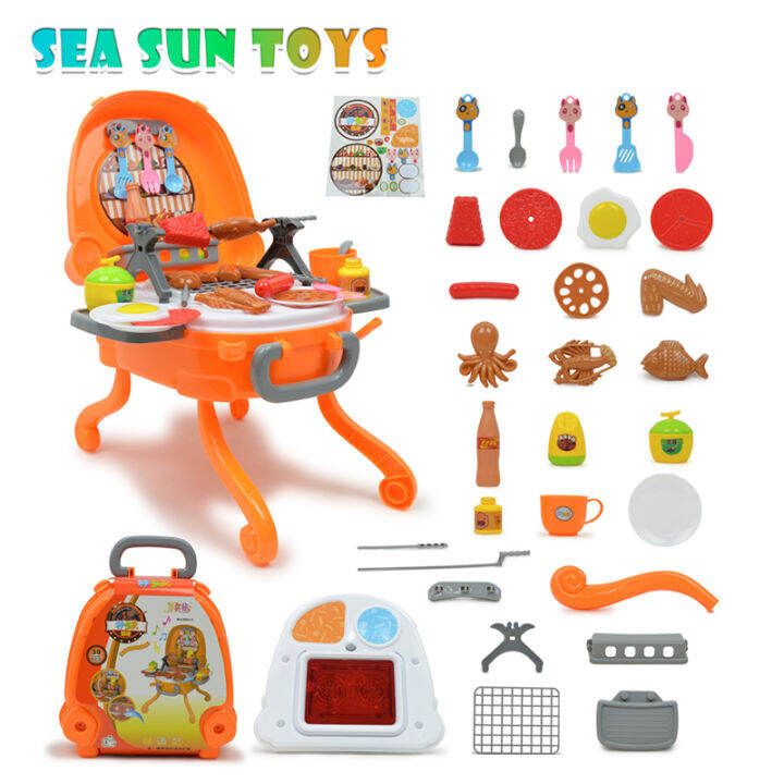 SEA & SUN Toy Toy Miniature Miniพลาสติกอาหารสาวเด็กตัดผักผลไม้ทำอาหาร
