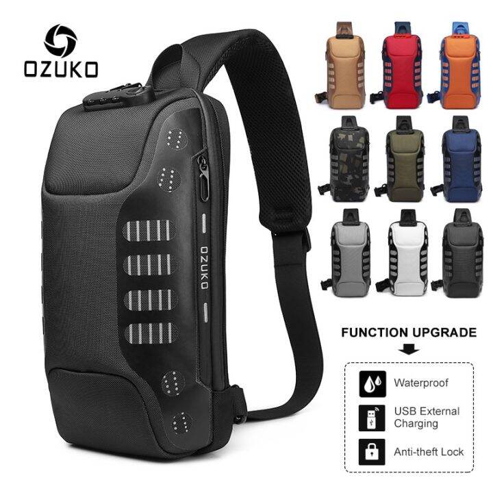 OZUKO Crossbody Bag Pack For Men Antitheft Shoulder Messenger Bags