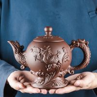Yixing กาน้ำชาดินเผาทำด้วยมือขนาดใหญ่กาน้ำชาซิชาถ้วยชาเซรามิคครัวเรือนหม้อเซรามิคเดียวชุดชุดถ้วยชาน้ำ Puer
