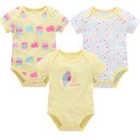 Honeyzone New Born Bodysuits Cotton Boy Short Sleeve Summer Pack Of 3 Baby Clothes 0 To 12 Months